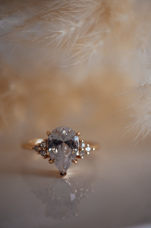 Ena Pear Cut Gold Ring