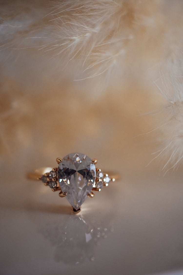 Ena Pear Cut Gold Ring