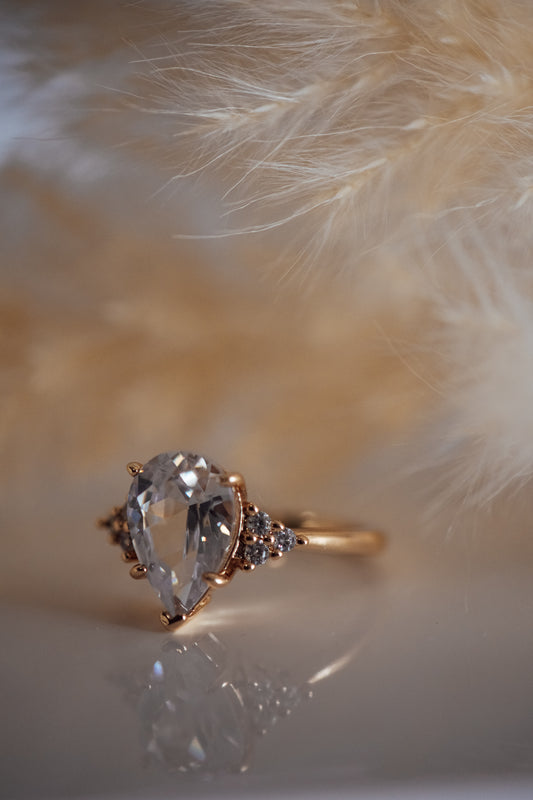 Ena Pear Cut Gold Ring