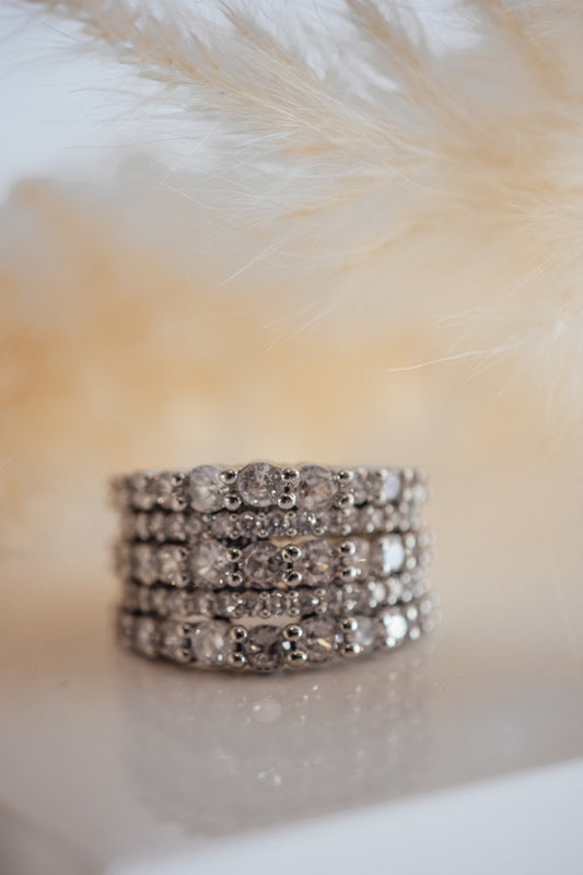 Rhea Multi Stack Cubic Zirconia Silver Ring