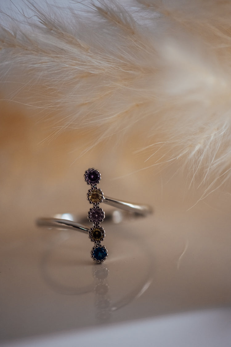 Lina Multi-Stone Silver Ring Band