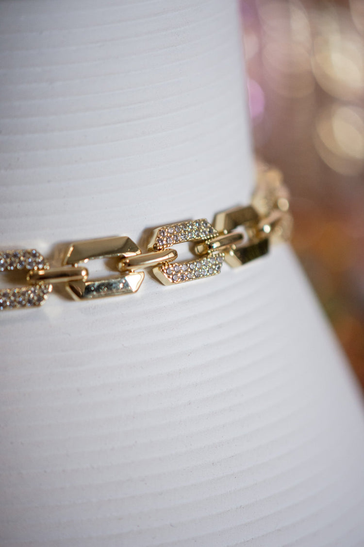 Hannah Pave-Set CZ Links Gold Filled Bracelet