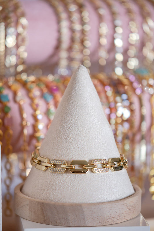 Hannah Pave-Set CZ Links Gold Filled Bracelet