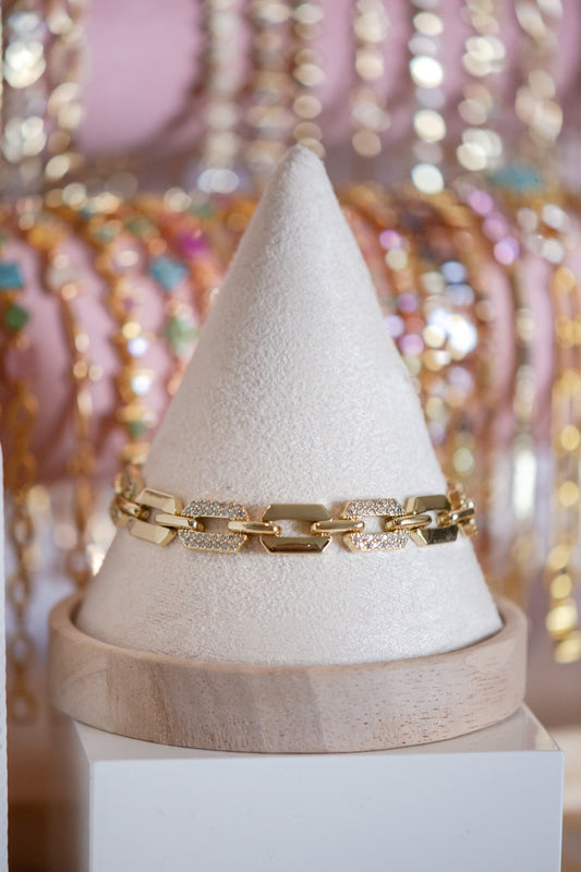 Hannah Pave-Set CZ Links Gold Filled Bracelet