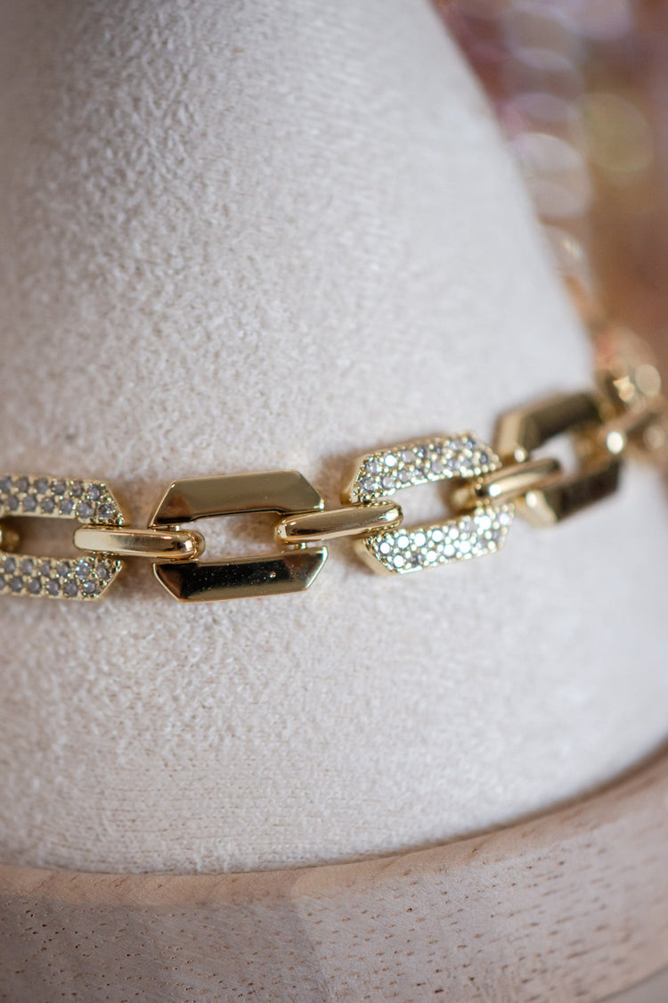 Hannah Pave-Set CZ Links Gold Filled Bracelet