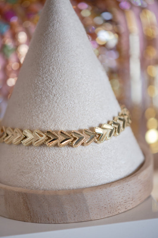 Hazel Chevron Links Gold Filled Bracelet