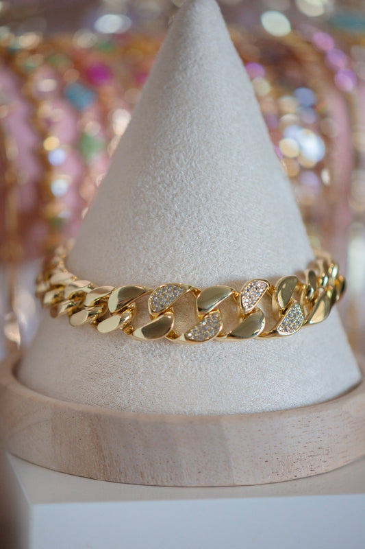 Lily Pavé CZ Cuban Link Gold Filled Bracelet