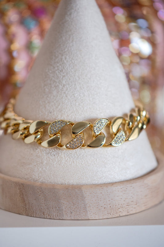 Lily Pavé CZ Cuban Link Gold Filled Bracelet