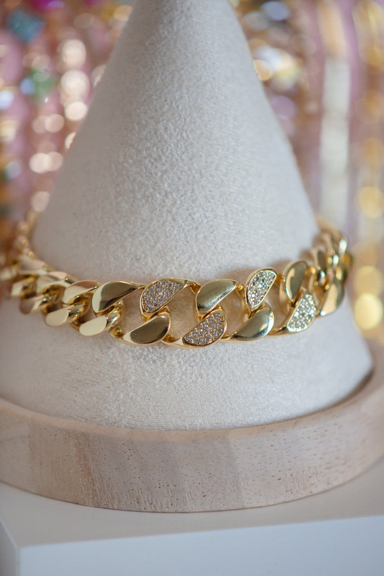 Lily Pavé CZ Cuban Link Gold Filled Bracelet