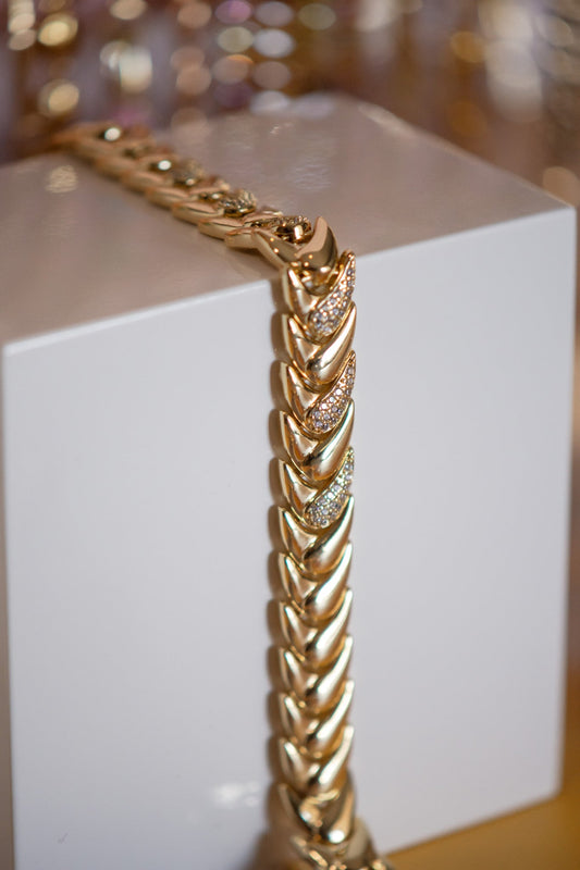 Ellie Leaf Shape CZ Gold Filled Bracelet