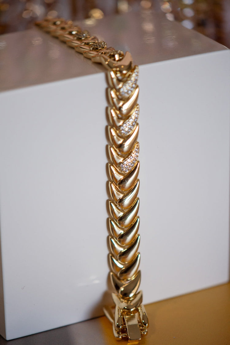Ellie Leaf Shape CZ Gold Filled Bracelet