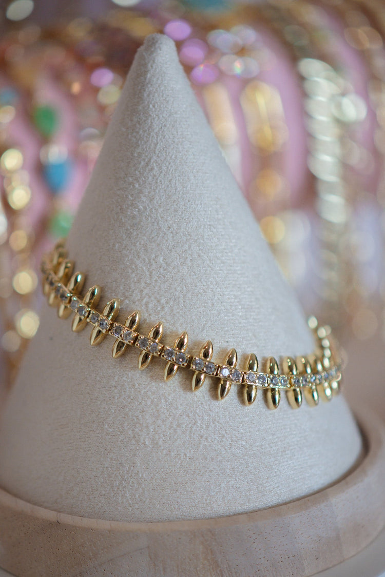 Zoe Spiked Style CZ Gold Filled Bracelet