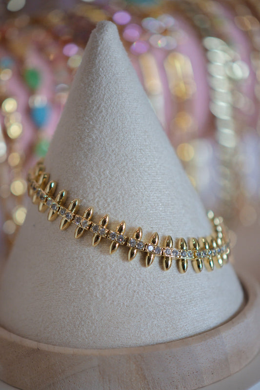 Zoe Spiked Style CZ Gold Filled Bracelet