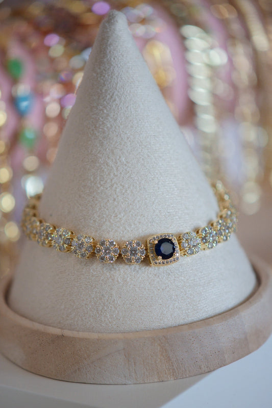 Stella Blue Sapphire CZ Gold Filled Tennis Bracelet