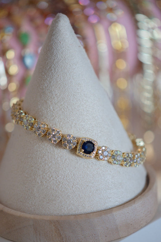 Stella Blue Sapphire CZ Gold Filled Tennis Bracelet