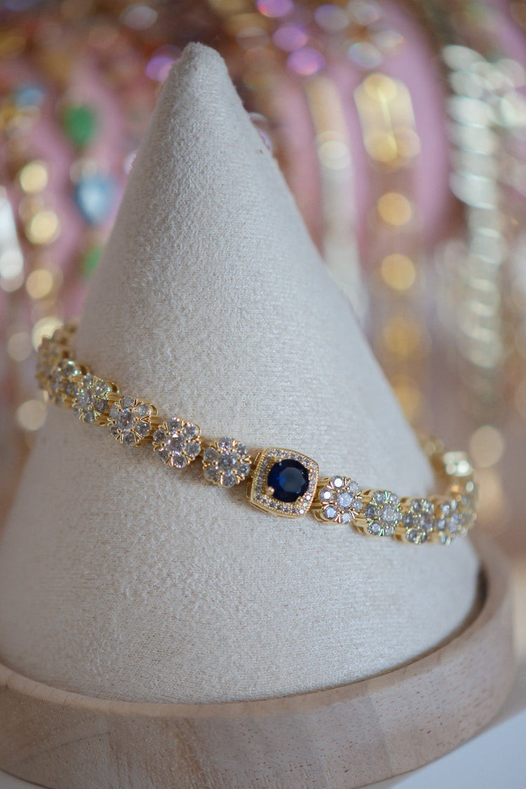Stella Blue Sapphire CZ Gold Filled Tennis Bracelet