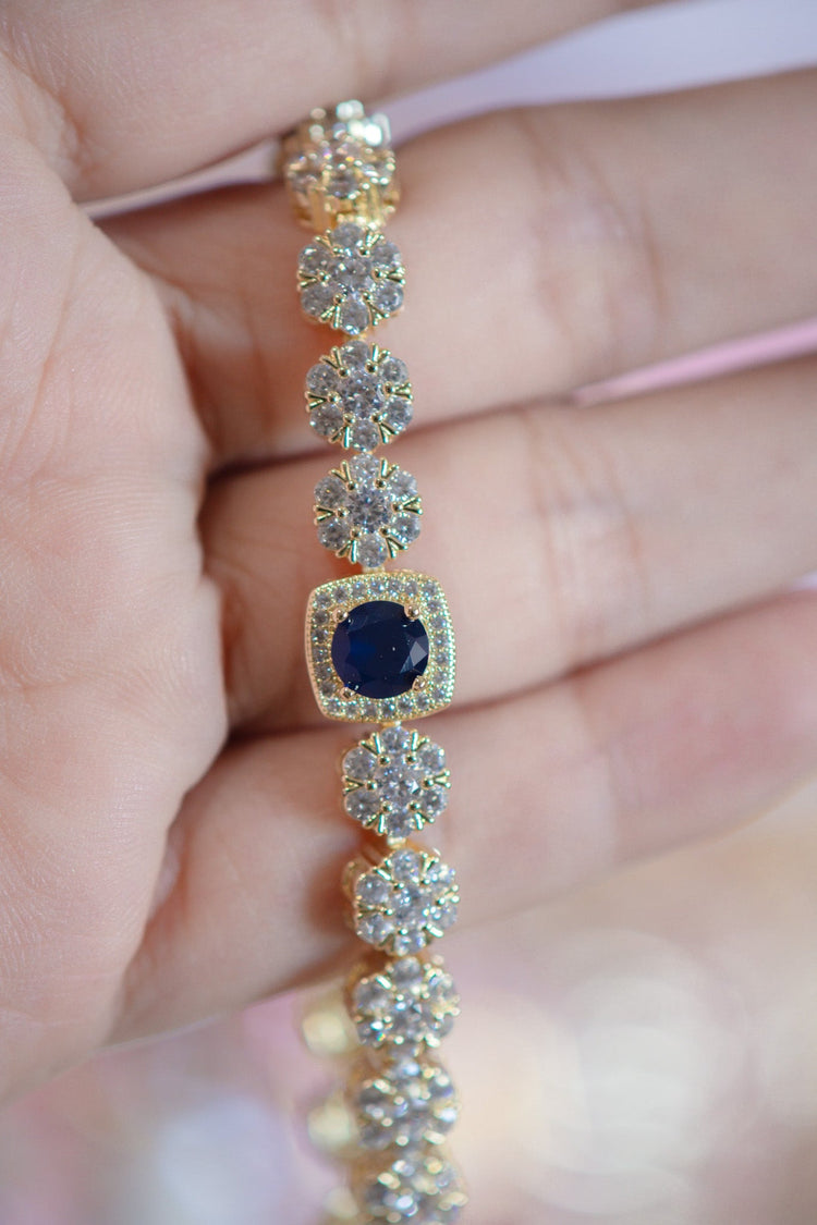 Stella Blue Sapphire CZ Gold Filled Tennis Bracelet