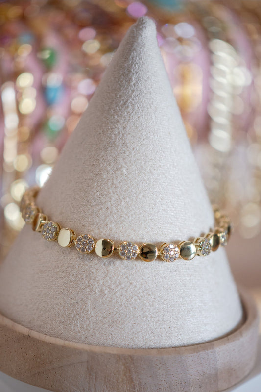 Everly Alternating Disc-Shaped Links Pavé CZ Gold Filled Bracelet