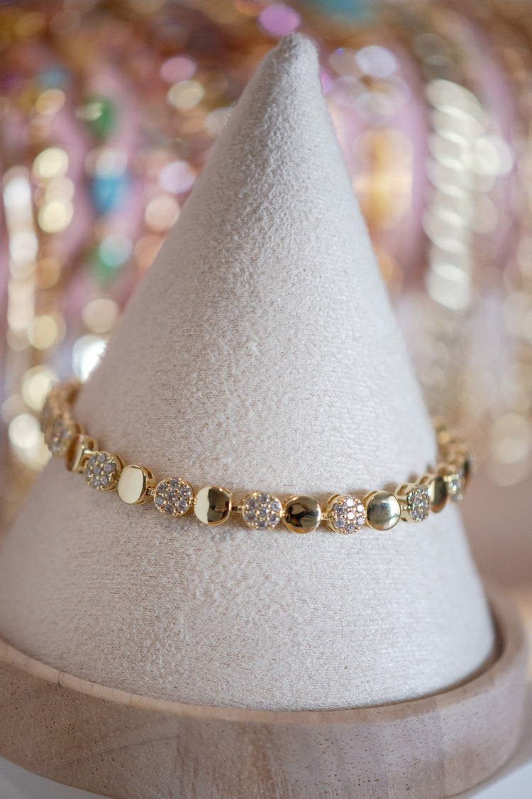 Everly Alternating Disc-Shaped Links Pavé CZ Gold Filled Bracelet