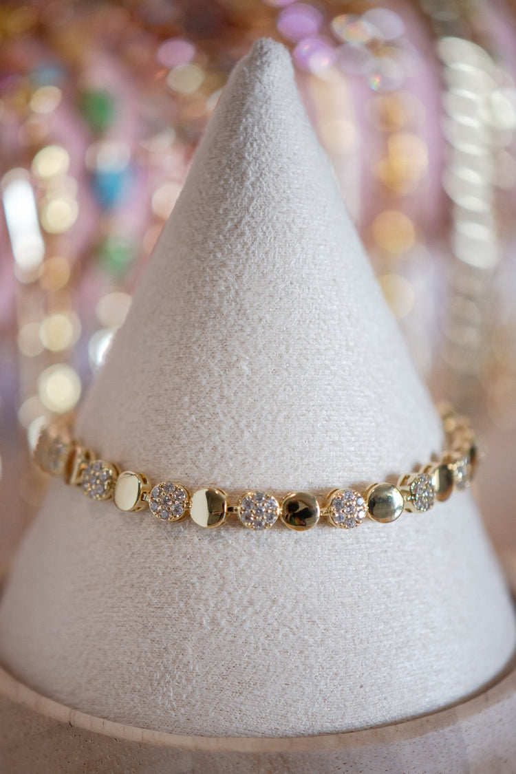 Everly Alternating Disc-Shaped Links Pavé CZ Gold Filled Bracelet