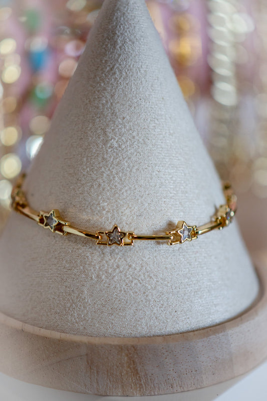 Leah Star Charms CZ Gold Filled Bracelet
