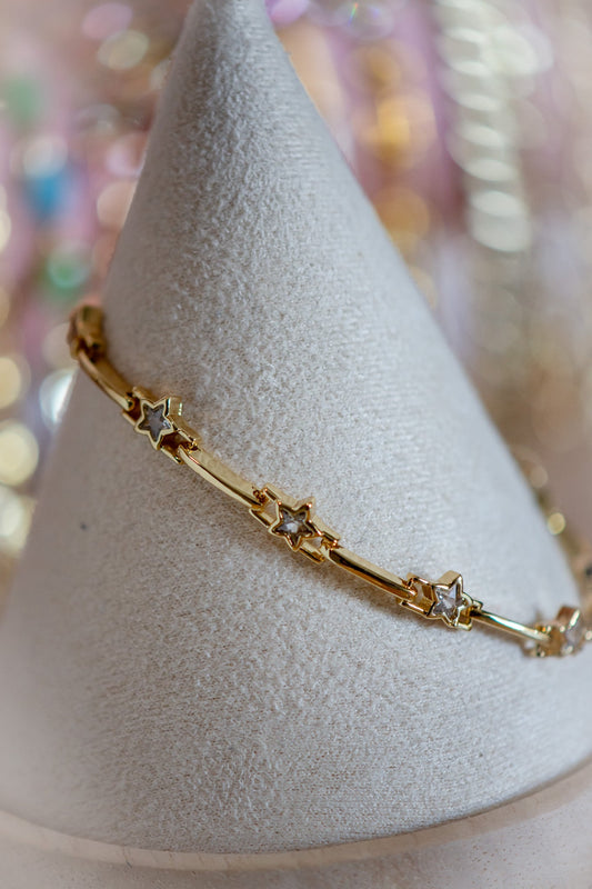 Leah Star Charms CZ Gold Filled Bracelet