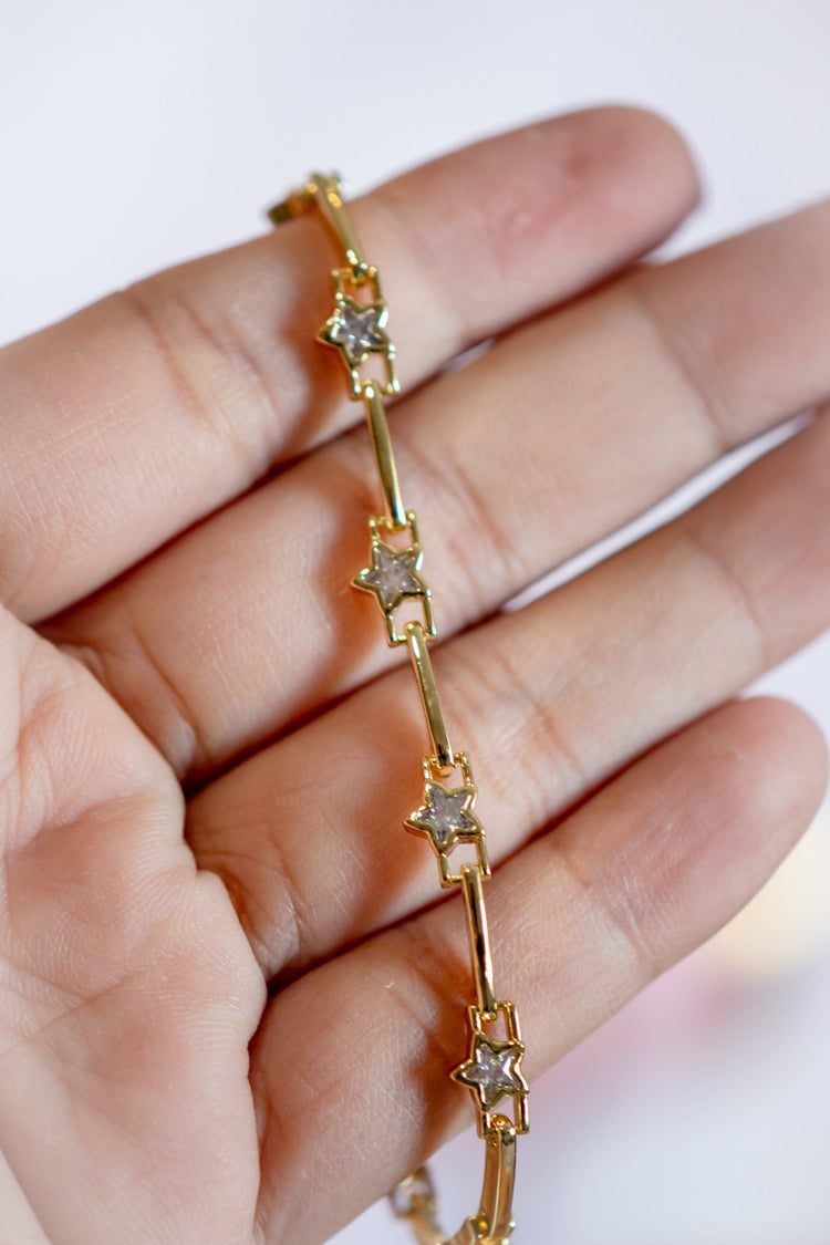 Leah Star Charms CZ Gold Filled Bracelet