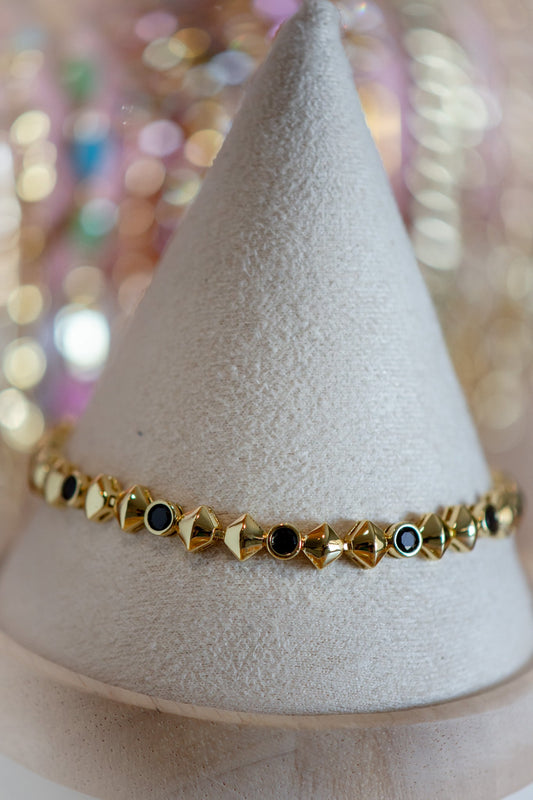 Aubrey Black CZ Gold Filled Tennis Bracelet