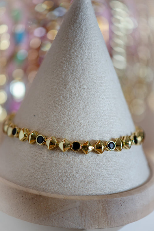 Aubrey Black CZ Gold Filled Tennis Bracelet