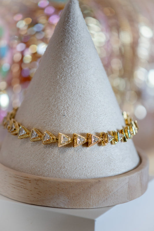Willow Triangular Shape Clear CZ Gold Filled Bracelet