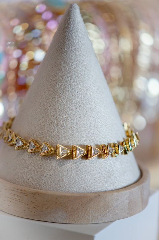 Willow Triangular Shape Clear CZ Gold Filled Bracelet