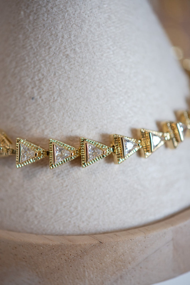 Willow Triangular Shape Clear CZ Gold Filled Bracelet