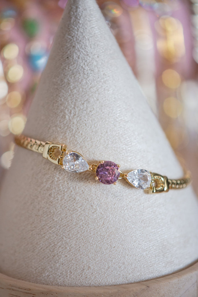 Elizabeth Purple and Clear CZ Gold Filled Bracelet