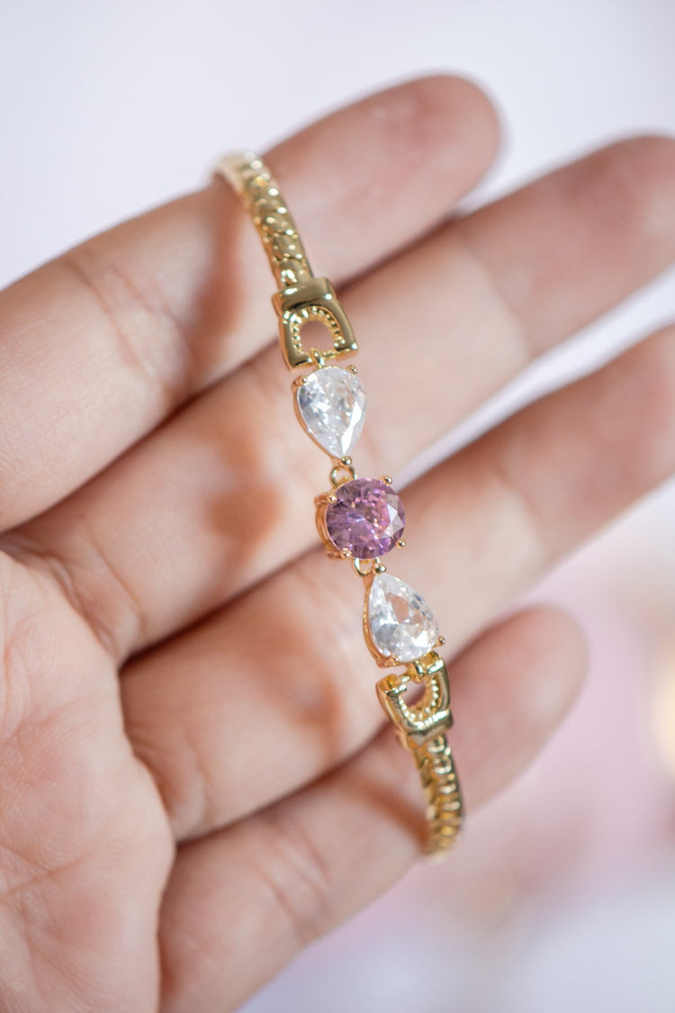 Elizabeth Purple and Clear CZ Gold Filled Bracelet
