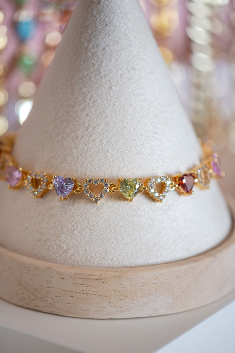 Camila Heart Alternating Pavé CZ Gold Filled Bracelet