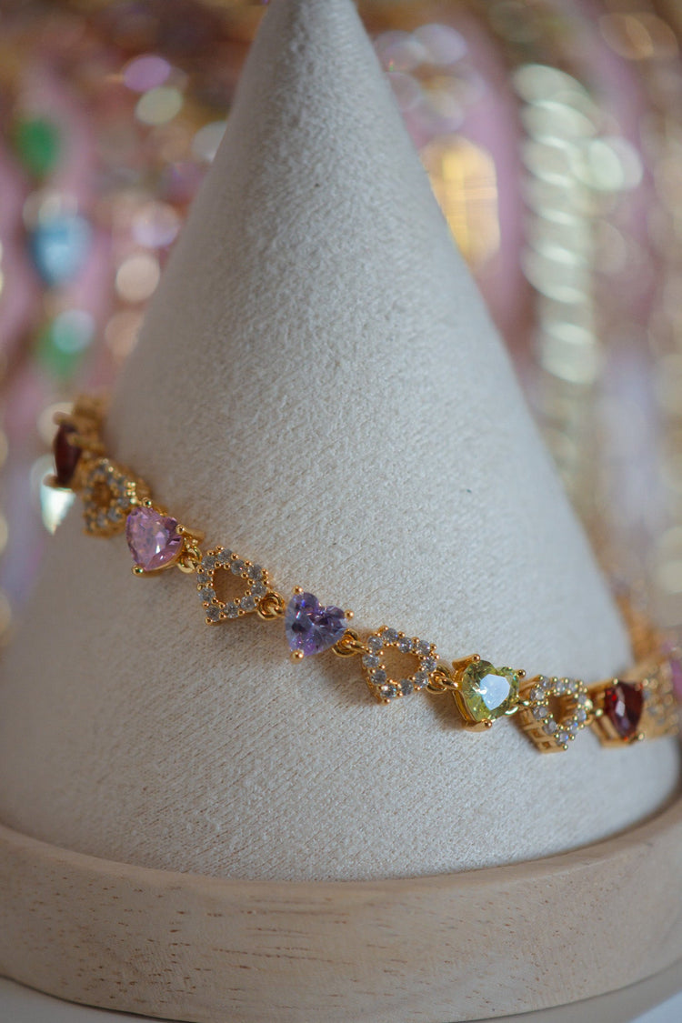 Camila Heart Alternating Pavé CZ Gold Filled Bracelet