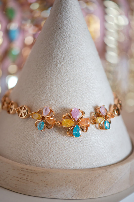 Luna Multicolor Flower Shape CZ Gold Filled Bracelet