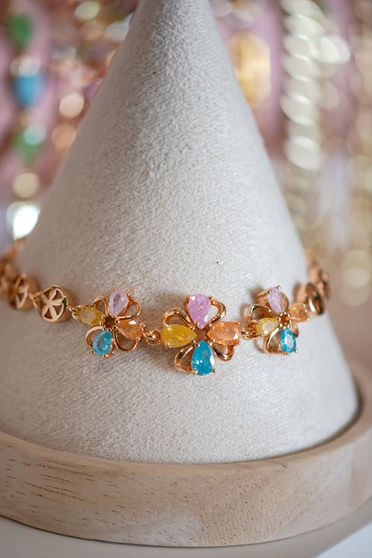 Luna Multicolor Flower Shape CZ Gold Filled Bracelet