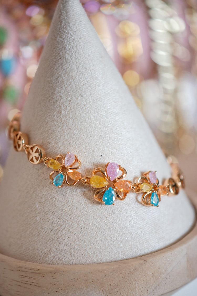 Luna Multicolor Flower Shape CZ Gold Filled Bracelet