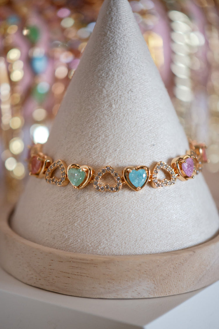 Avery Heart Pavé CZ Gold Filled Candy Bracelet