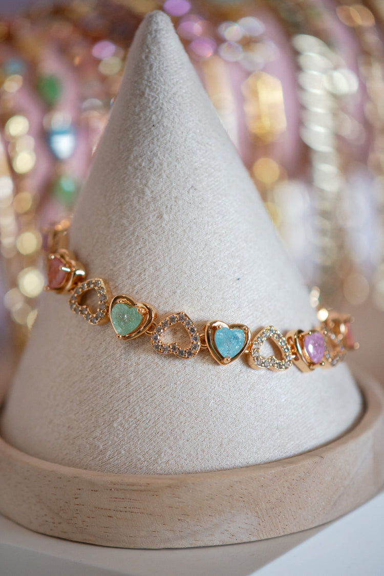 Avery Heart Pavé CZ Gold Filled Candy Bracelet
