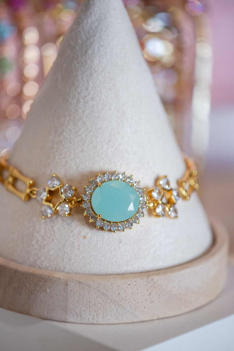 Eleanor Light Blue CZ Stone Gold Filled Bracelet