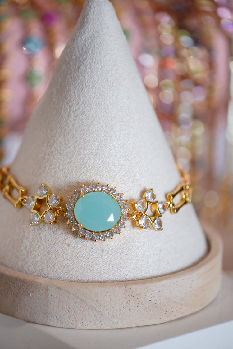 Eleanor Light Blue CZ Stone Gold Filled Bracelet