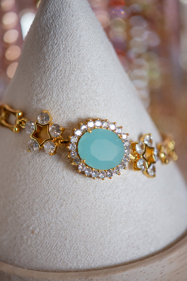 Eleanor Light Blue CZ Stone Gold Filled Bracelet