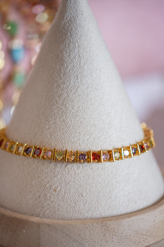 Nora Multicolor CZ Stone Gold Filled Tennis Bracelet