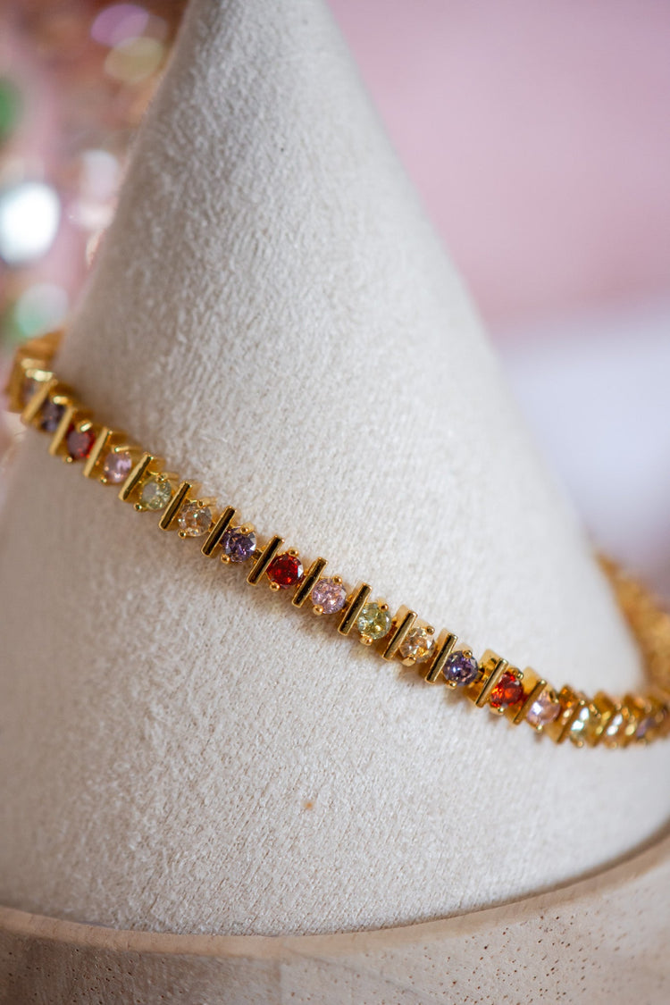 Nora Multicolor CZ Stone Gold Filled Tennis Bracelet