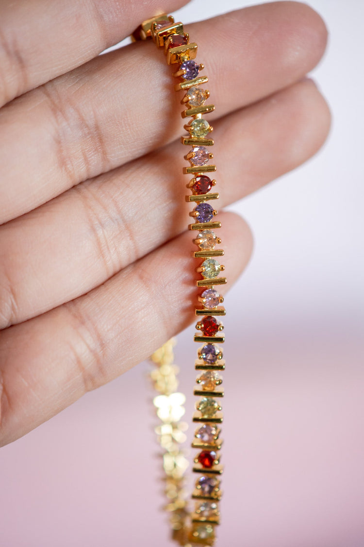 Nora Multicolor CZ Stone Gold Filled Tennis Bracelet