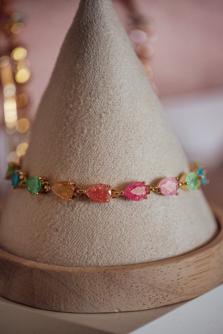 Ava Tear Drop Shape CZ Stone Gold-Filled Candy Bracelet