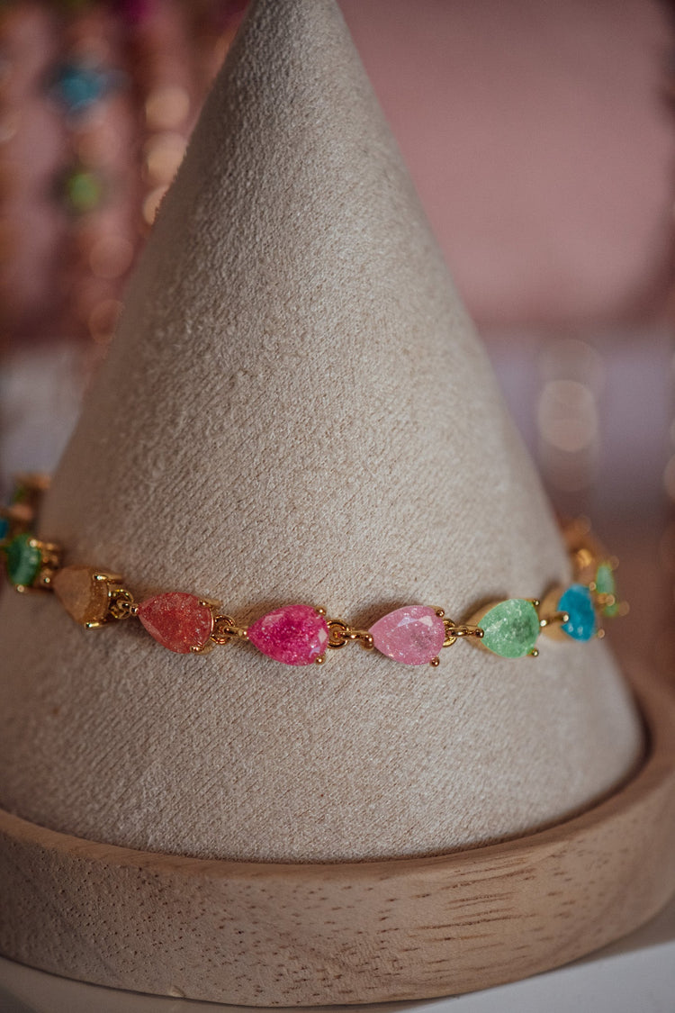 Ava Tear Drop Shape CZ Stone Gold-Filled Candy Bracelet
