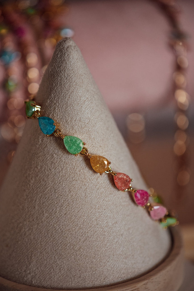 Ava Tear Drop Shape CZ Stone Gold-Filled Candy Bracelet